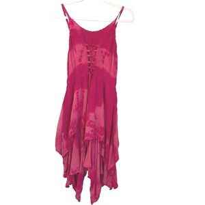 Art Collection Size S/M Pink TIe Dye Boho Fairy Corset Dress Layered Asym Hem